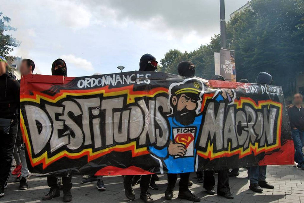 Le capitaine Haddock, en tête d'une manifestation nantaise / Photo: "Camille", dans le cortège