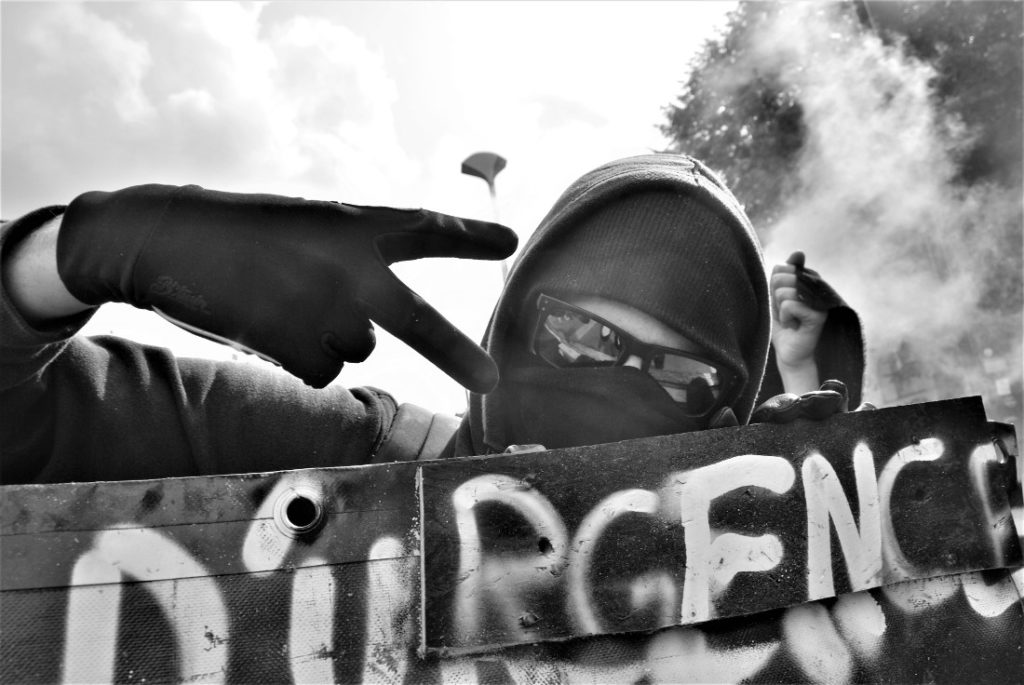 Manifestant du cortège de tête anonymisé / Photo: "Camille" dans le cortège