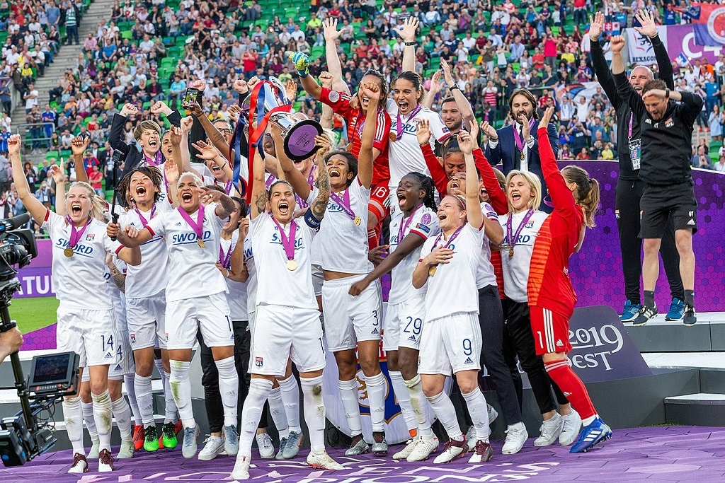 Olympique Lyonnais feiert den erneuten Titel; Jubel, celebration