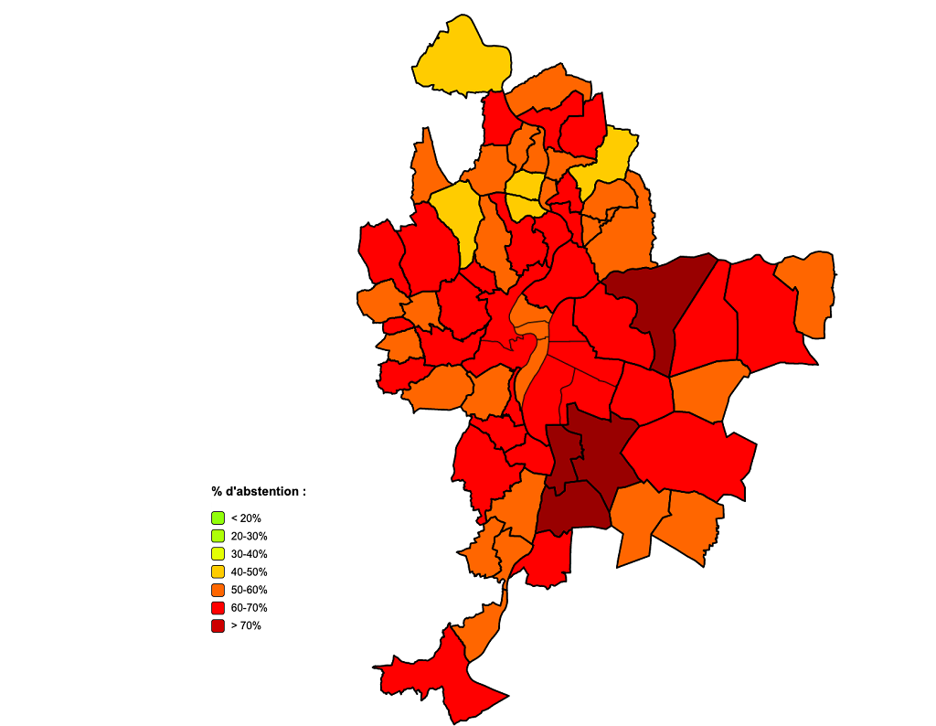 Abstention massive, vague verte et chute du baron Collomb : le résumé des élections lyonnaises en cartes