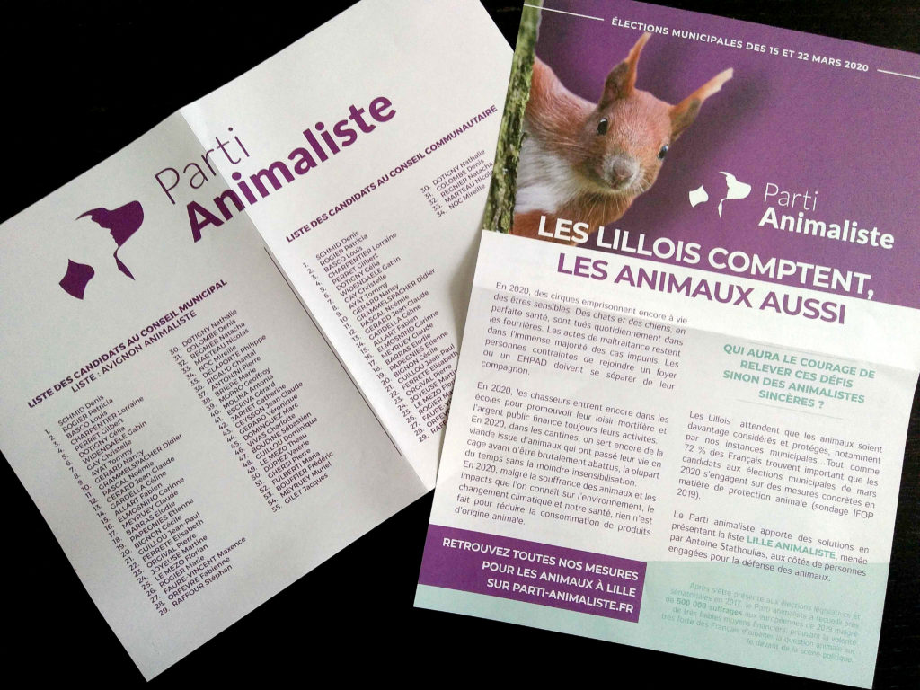 Dans leur boîte aux lettres, les Lillois découvrent le bulletin de vote du Parti animaliste… à Avignon