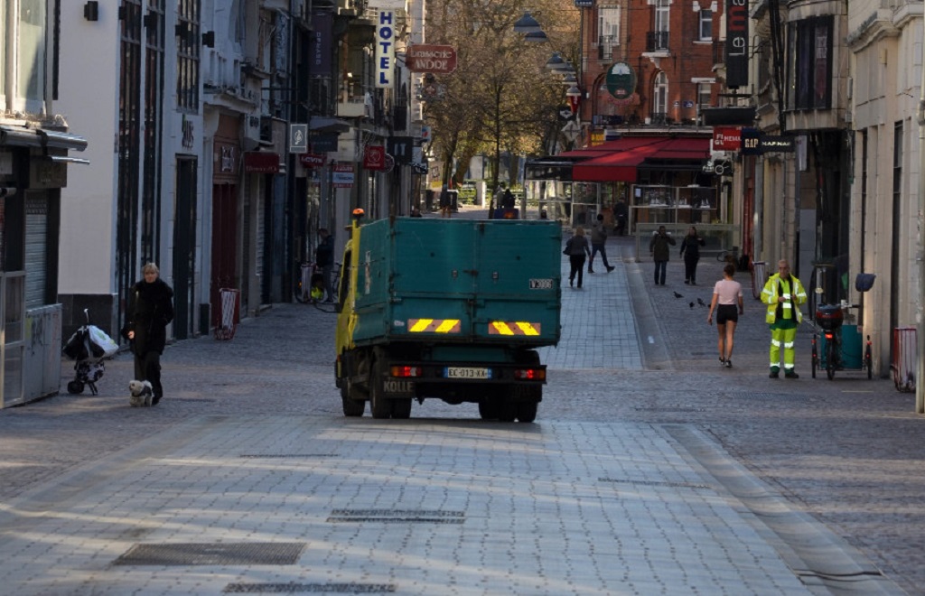 Vue de la rue de Béthune à Lille, au début du confinement. Photo : Alexandre Lenoir