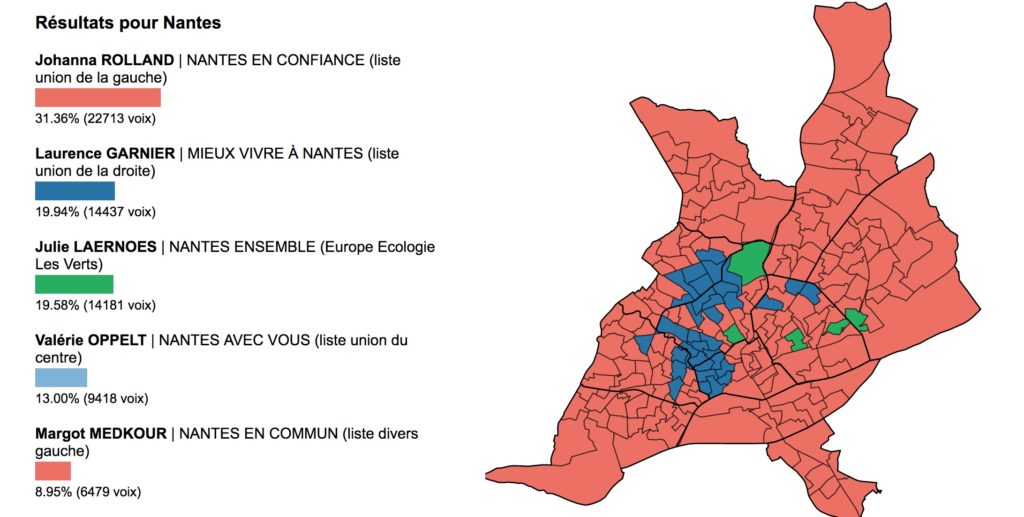 Métropole de Nantes : retour en cinq cartes sur le premier tour des municipales