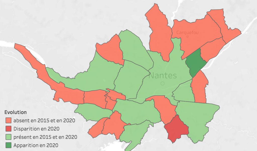 Dans la métropole de Nantes, la densité des petits commerces alimentaires reste relativement faible