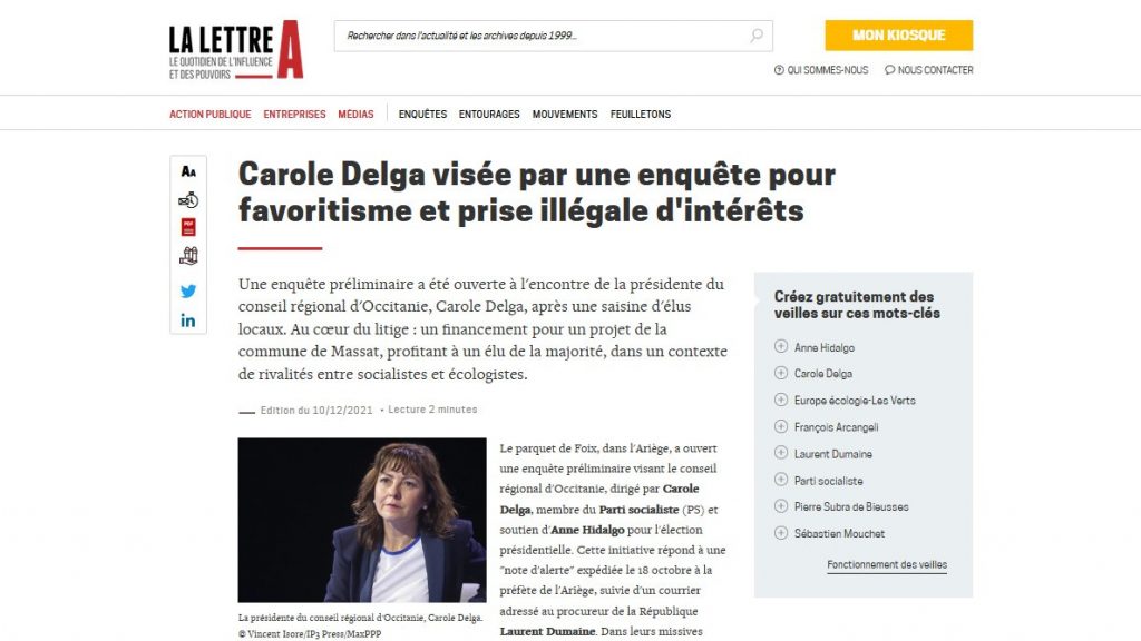 Quand la Lettre A s’emballe sur Carole Delga