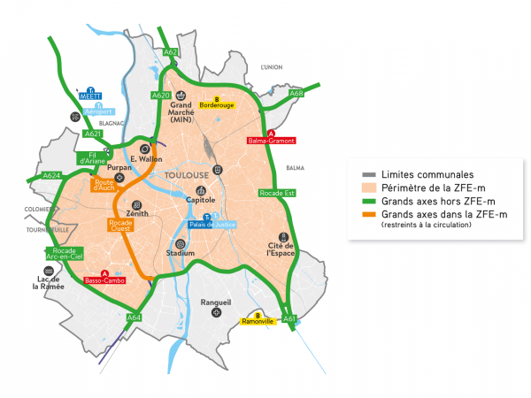 Carte périmètre ZFE Toulouse