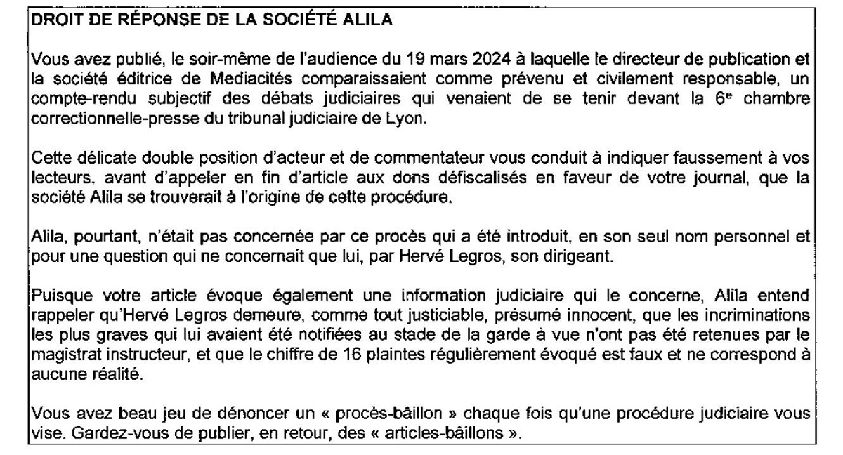 Droit de reponse-Alila