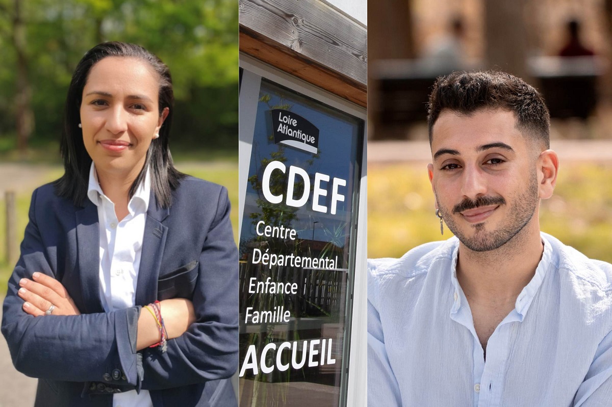 Sarah El Haïry, ministre déléguée chargée de l'Enfance, de la Jeunesse et des Familles et Lyes Louffok, vice-président de l'association Les oubliés de la République. Photos et montage : Antony Torzec