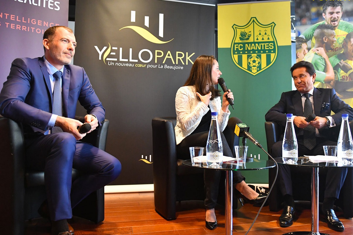 Yoann Chouin-Joubert, Johanna Rolland et Waldemar Kita présentent le ‘Yellopark’ en septembre 2017 (c) FC Nantes