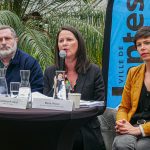 Johanna Rolland a côté de son adjointe Marie Vitoux (LE), le 3 avril à Nantes. Photo : Thibault Dumas