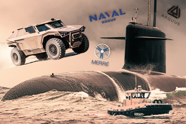 Les entreprises de défense et les (pièces de) navires/véhicules fabriqués en Loire-Atlantique. Montage : Thibault Dumas