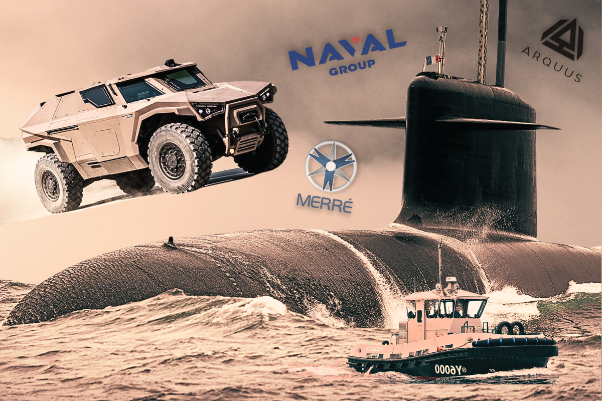 Les entreprises de défense et les (pièces de) navires/véhicules fabriqués en Loire-Atlantique. Montage : Thibault Dumas