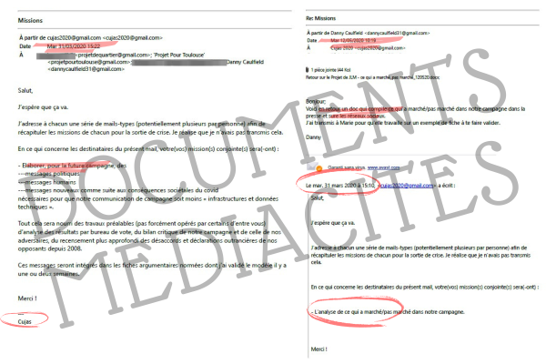 Consigne d'Arnaud Mounier, datée du 31 mars 2020, à ses collaborateurs, pour qu'ils préparent le second tour de l'élection. / Documents Mediacités