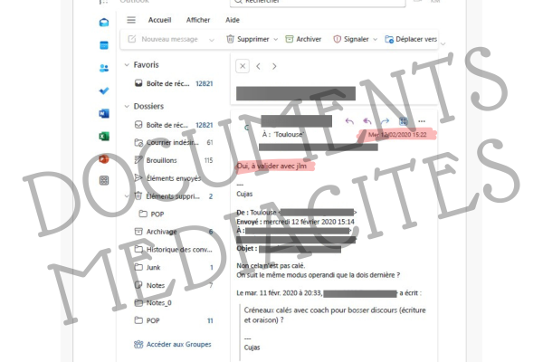 Dans cet échange, le directeur de cabinet du maire indique qu'il doit caler avec l'élu une séance de coaching sur les discours du candidat. / Document Mediacités