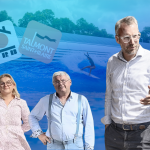 Jean‐Jacques Laurent et sa fille Cécilia Séguarra, ex‐dirigeants de PRB et Maxence de Rugy, maire (LR) de Talmont-Saint-Hilaire. Montage : Thibault Dumas / Mediacités