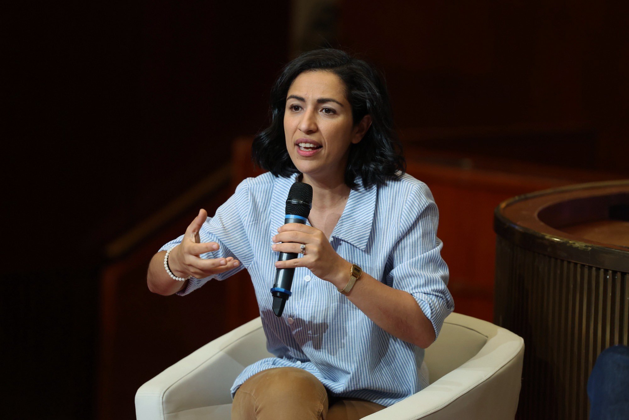 La Nantaise Sarah El Haïry, haute-commissaire à l'Enfance et ancienne ministre, fin juin à Paris. Photo : compte X de Sarah El Haïry