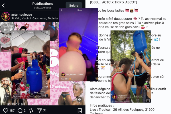 Une association d'étudiants en médecine organise une soirée avec alcool à volonté à Toulouse. Une pratique interdite. / Illustration Mediacités