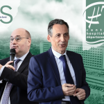 Antoine Chéreau, président du conseil de surveillance du CHD Vendée, et Olivier Servaire-Lorenzet, son nouveau directeur général. Montage : Thibault Dumas / Mediacités